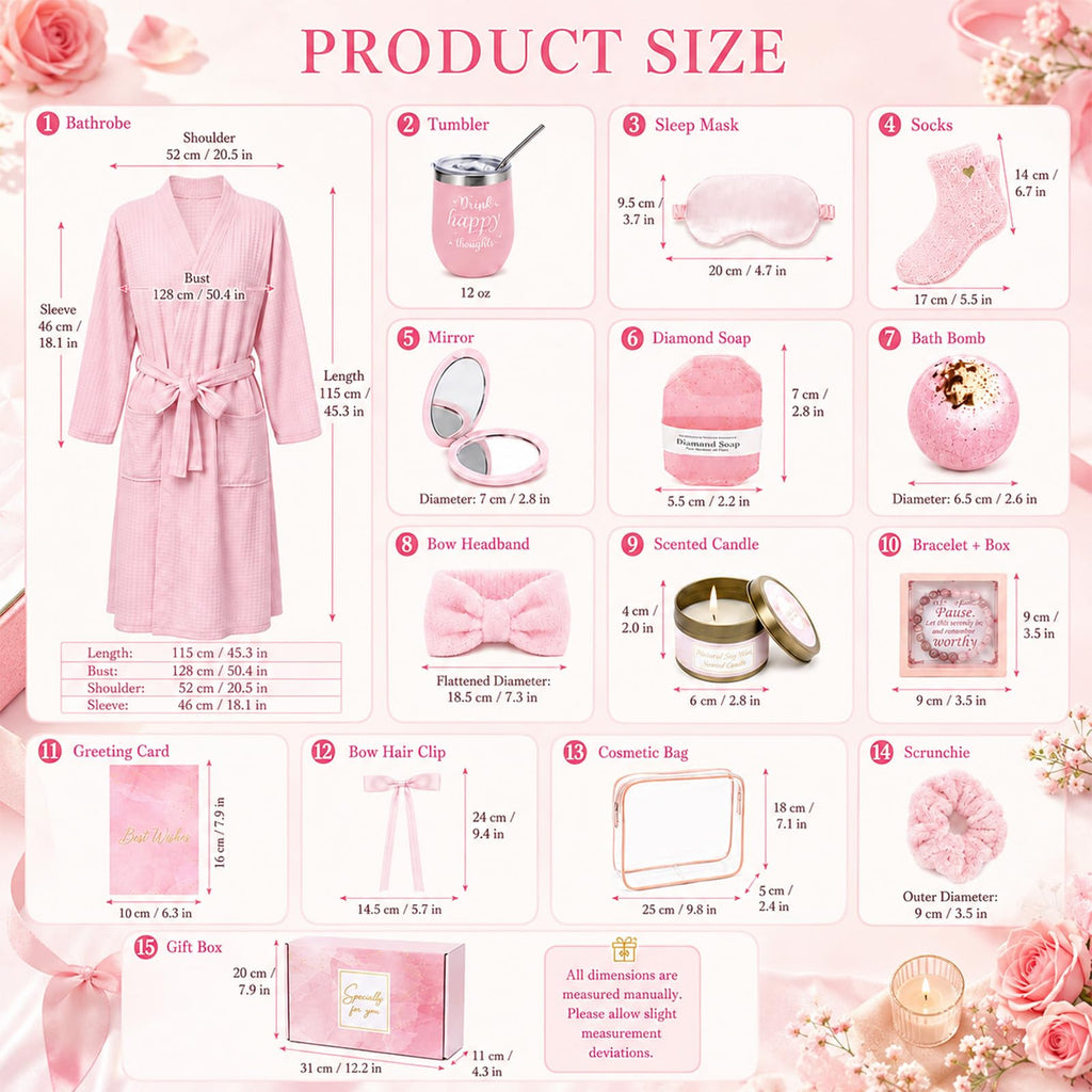 14 Pcs Pink Spa Robe Set P253641