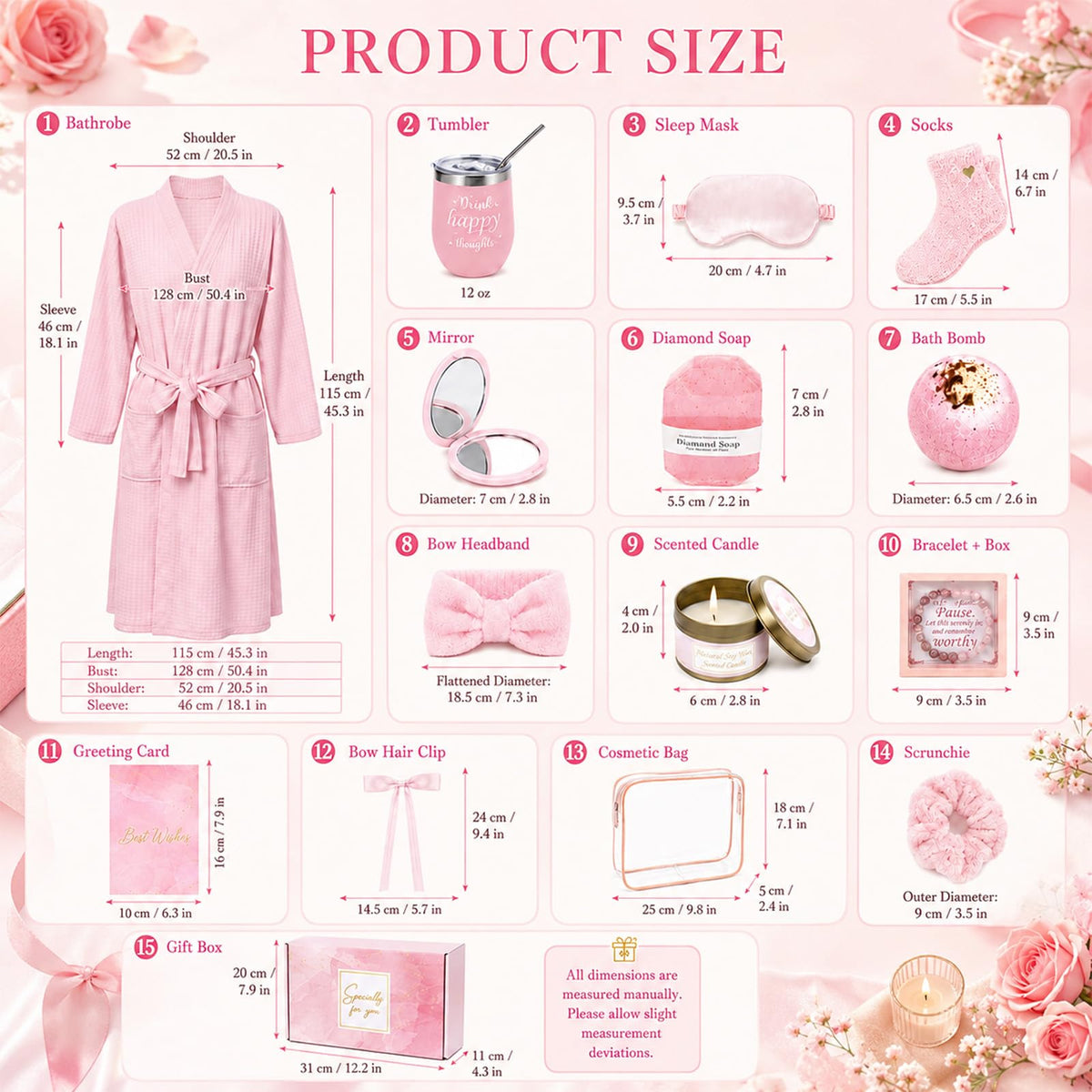14 Pcs Pink Spa Robe Set P253641