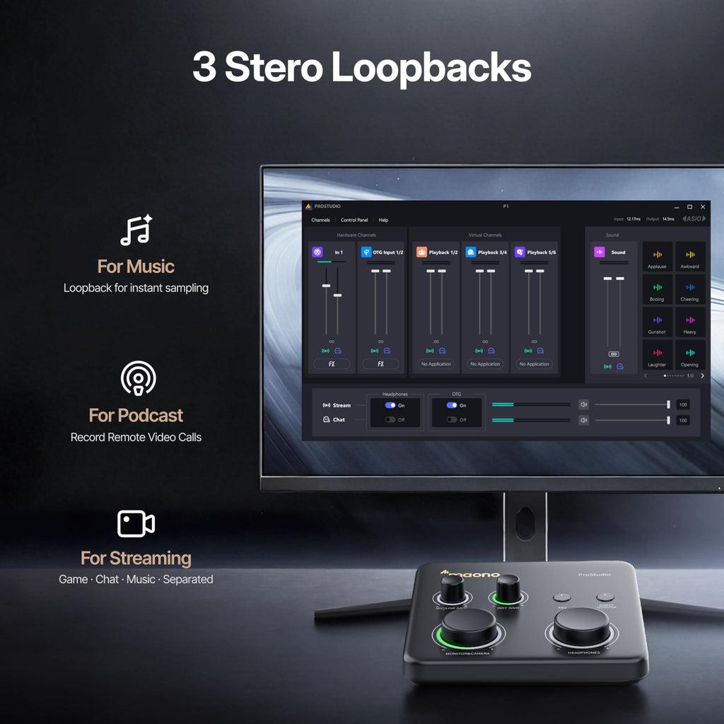 USB Audio Interface with 70dB Gain M6338