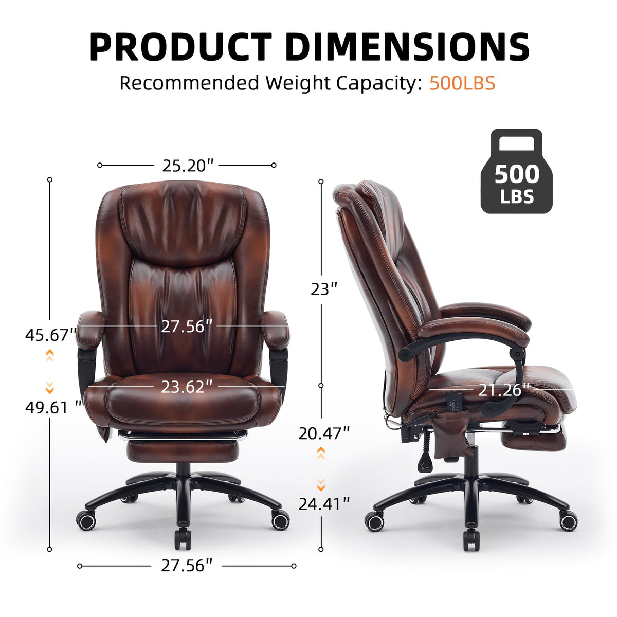 Brown PU Leather Heated Massage Executive Chair T922436