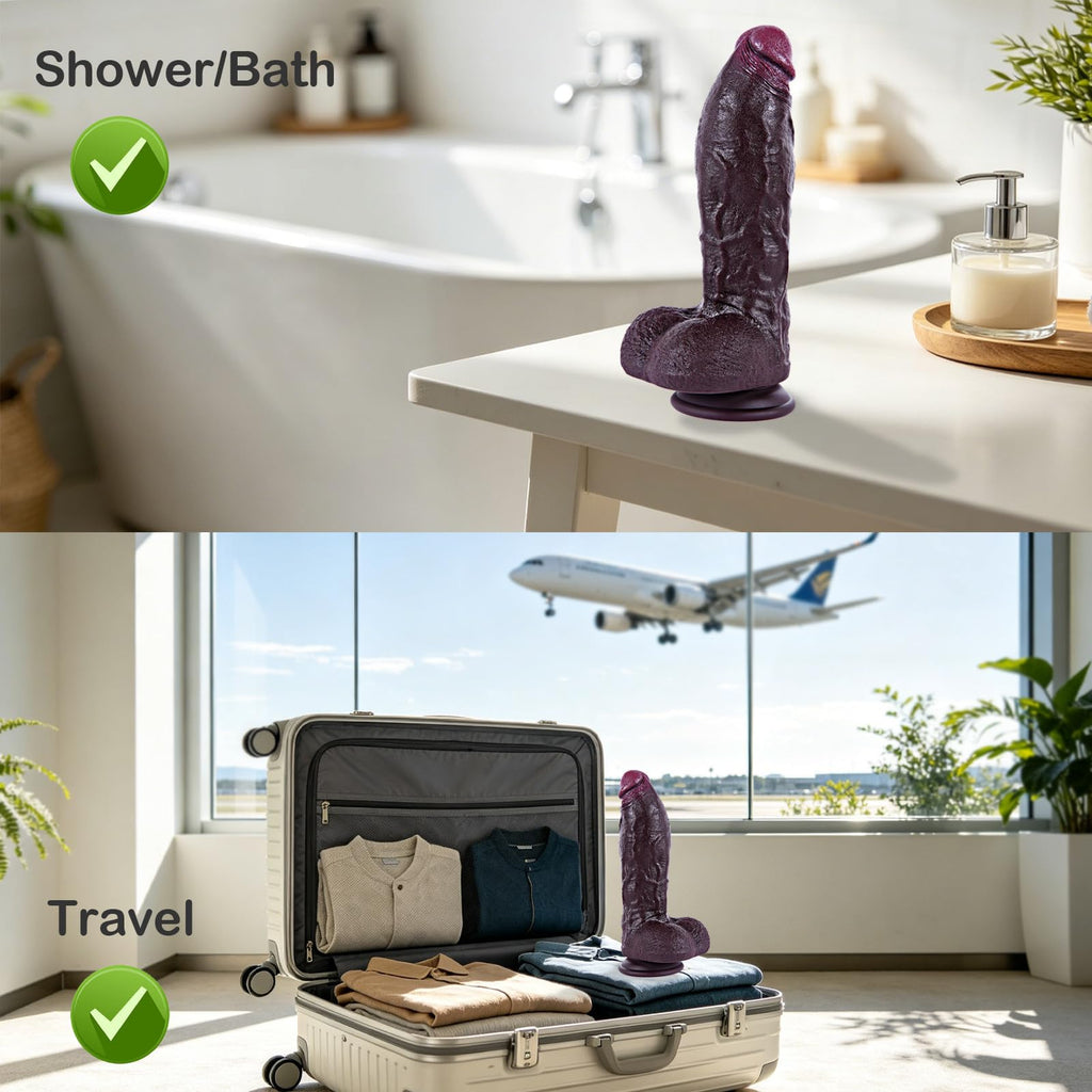 9.7" Dual Density Black Dildo with Suction Cup V4056