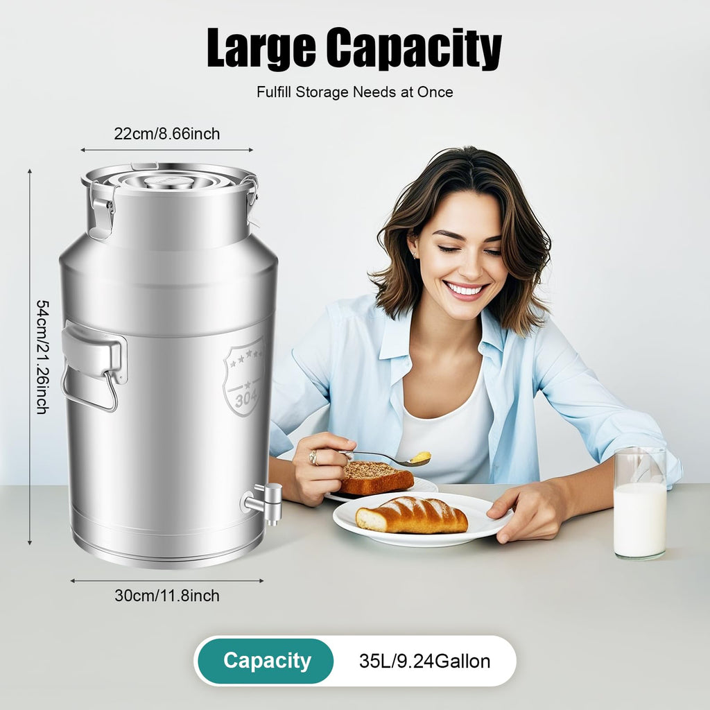 35L Stainless Steel Milk Can with Faucet W8077