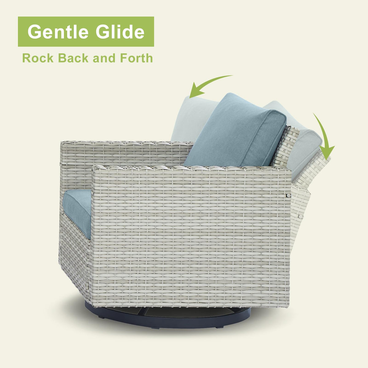 7 Piece Wicker Patio Conversation Set with Swivel Rocker Chairs and Ottoman L276888