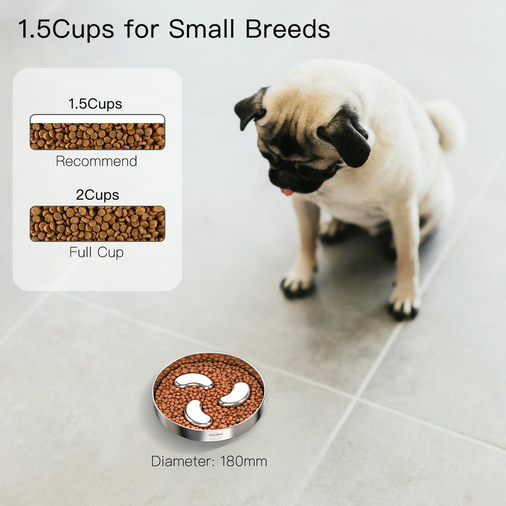 Slow Feeder Dog Bowl 1.5-Cup Stainless Steel L429