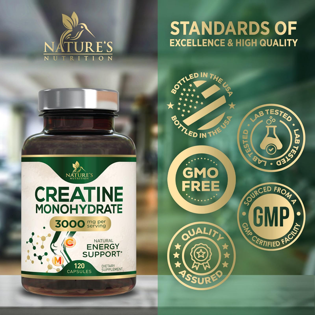 Micronized Creatine Monohydrate 3000mg 120 Capsules O2717