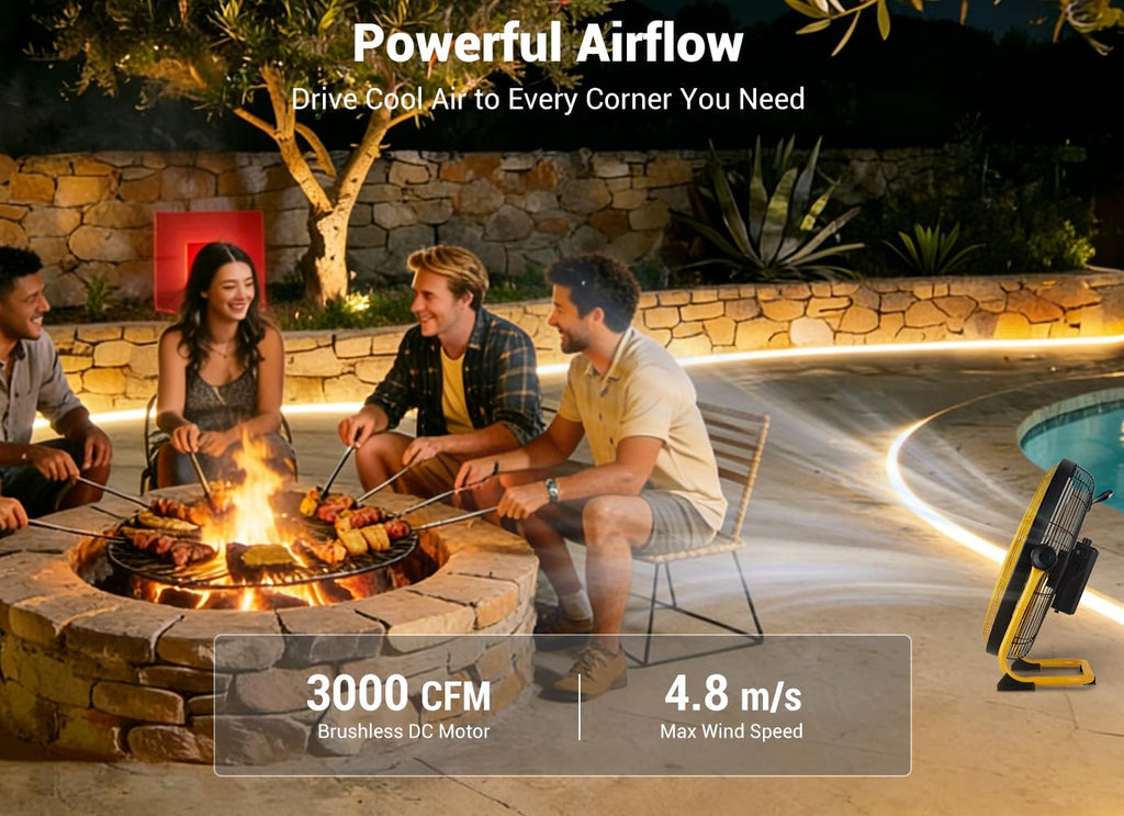 16" Portable Battery Operated Metal Floor Fan D46477