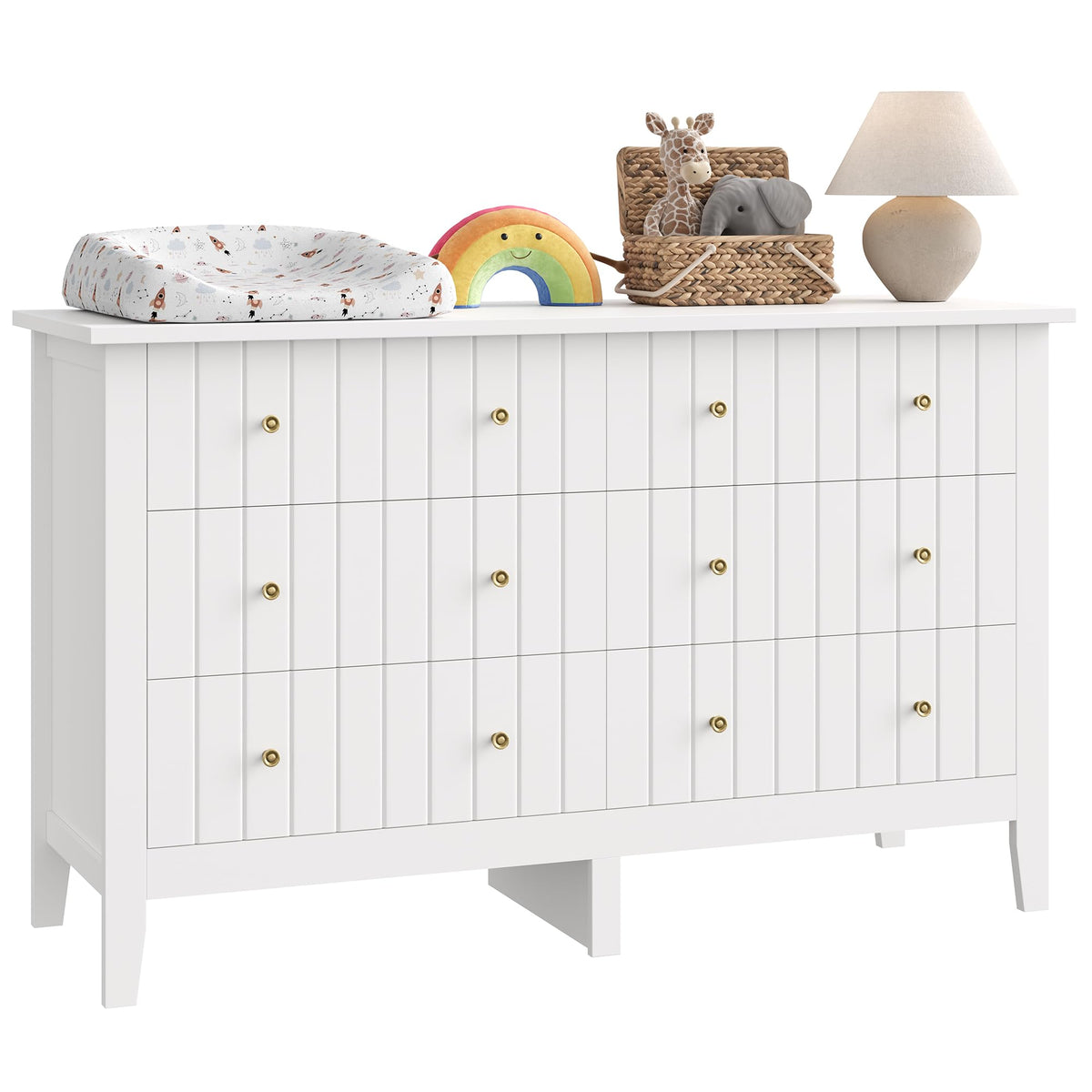 White 6 Drawer Dresser I51976