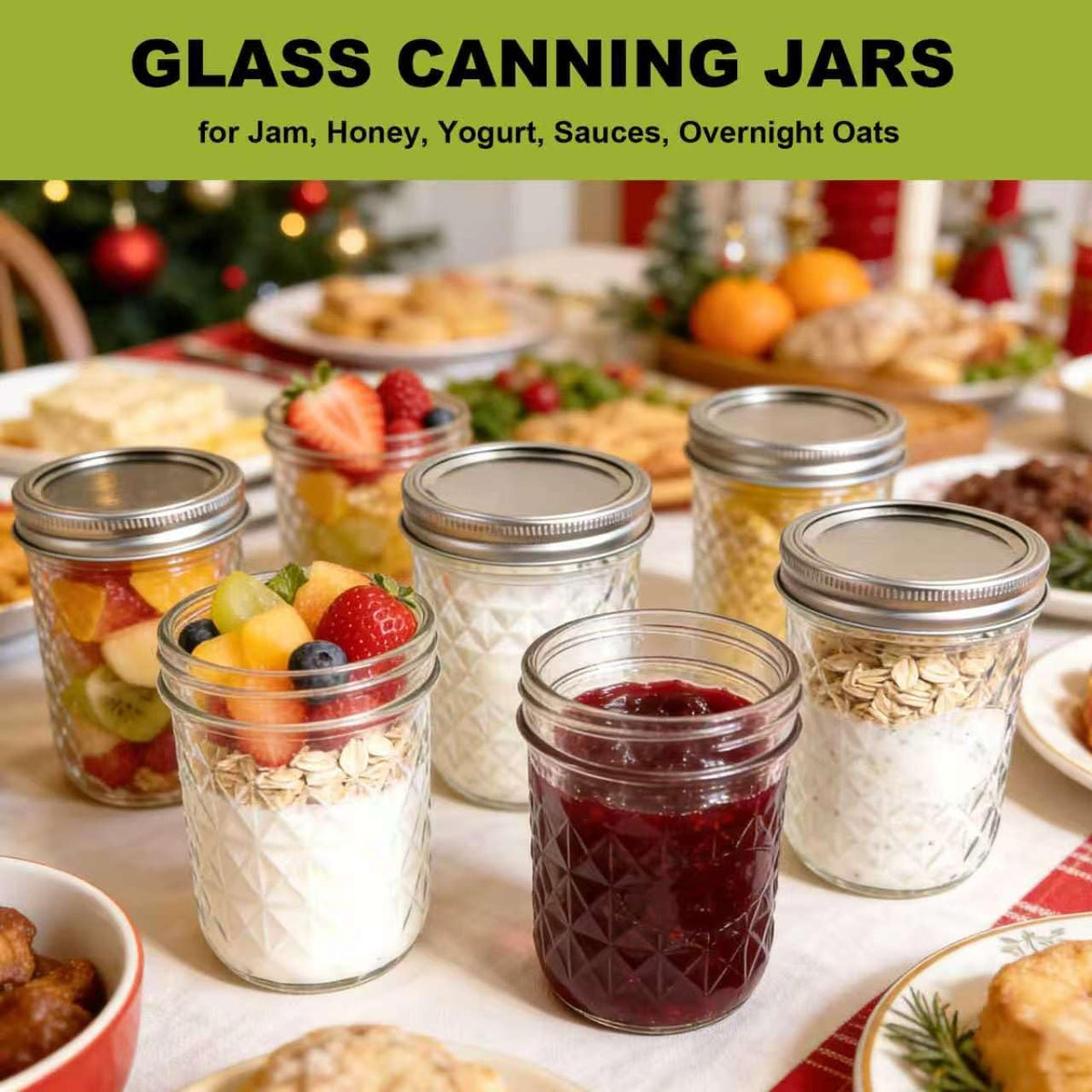 12 Pack Glass Mason Jars with Lids 16 oz & 8 oz Q85562