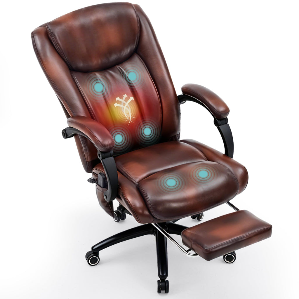 Brown PU Leather Heated Massage Executive Chair T922436