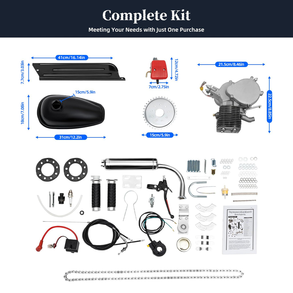 100CC 2-Stroke Gas Bike Engine Kit Air-Cooled Single Cylinder V114052
