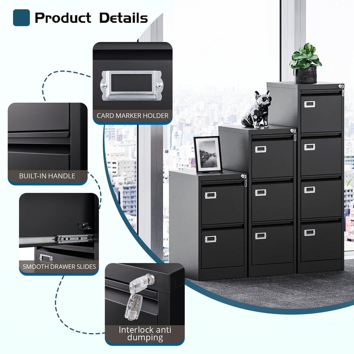4 Drawer Metal File Cabinet with Lock C83602