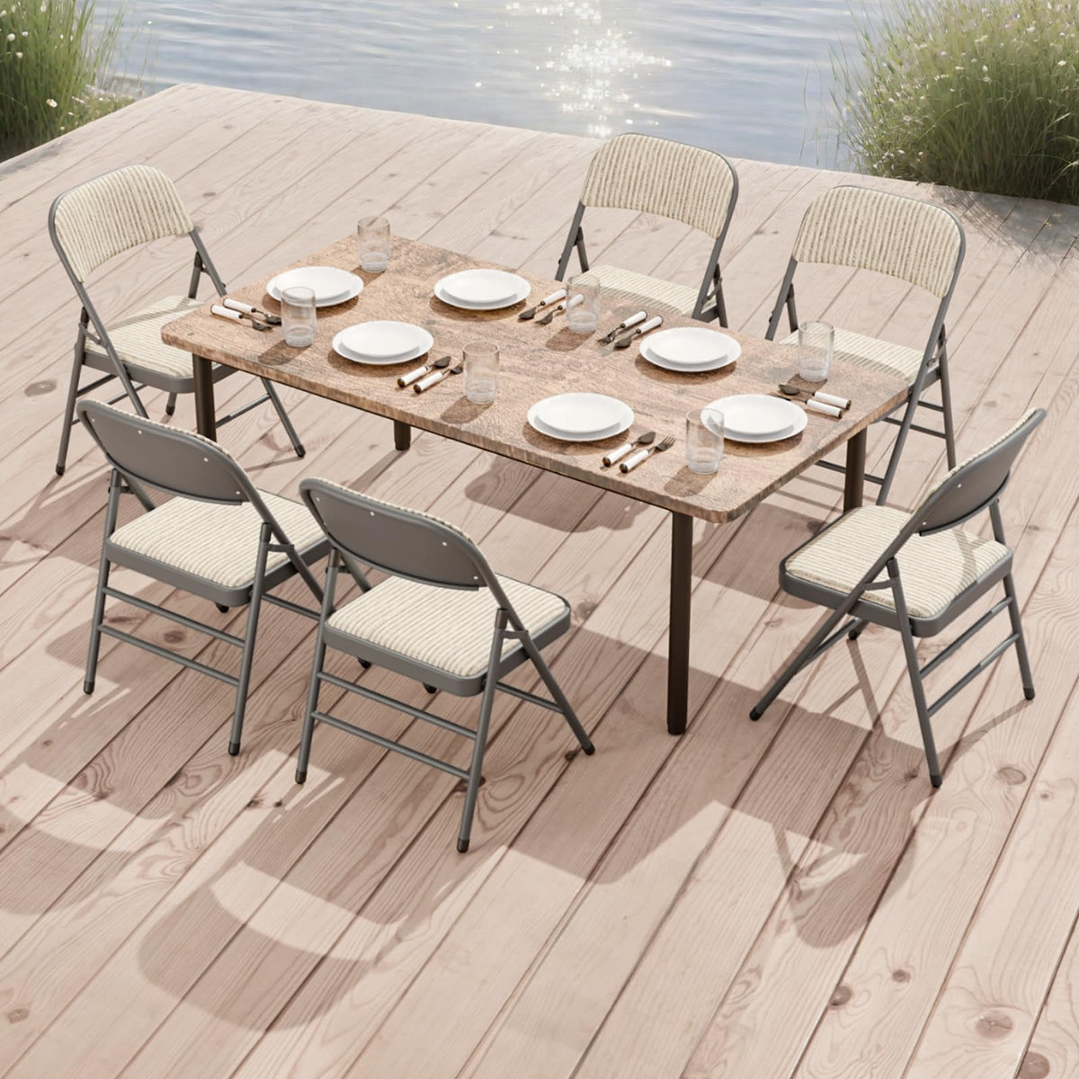 8 Pack Padded Folding Chairs with Fabric Cushion and Back S5623