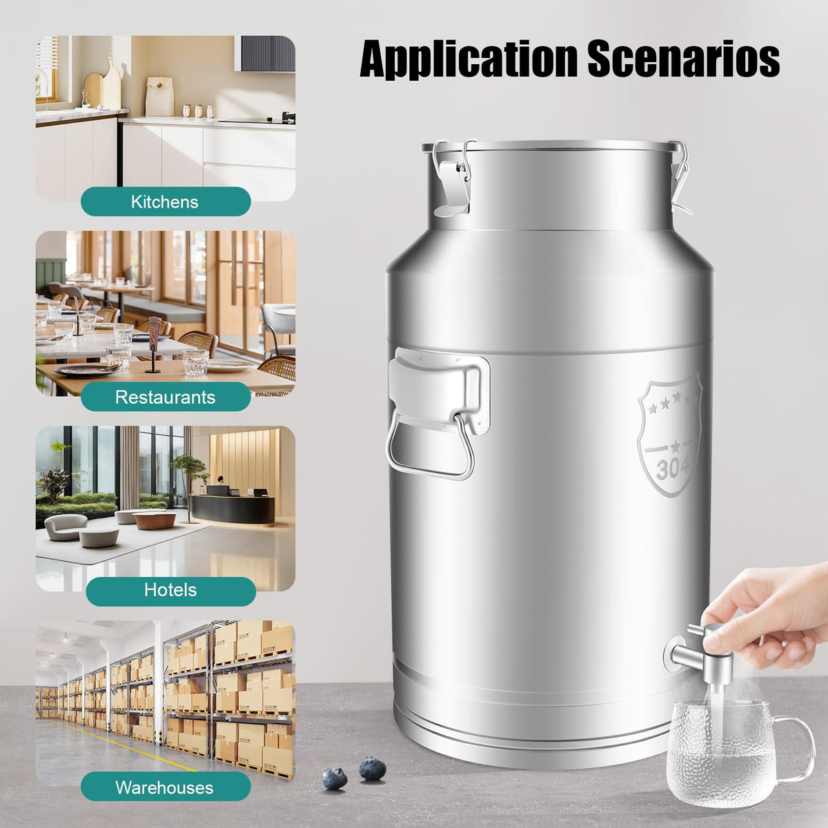 35L Stainless Steel Milk Can with Faucet W8077