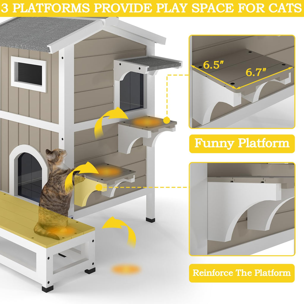 2-Story Insulated Outdoor Cat House N670