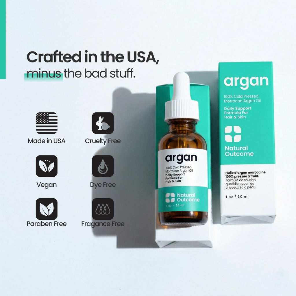 Argan Oil 100% Pure Moroccan Cold-Pressed Face, Body and Hair Oil 1 oz D73677