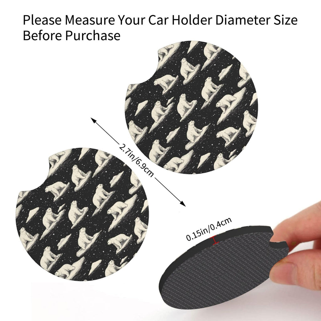 White Bear Print Car Cup Coasters Set of 2 Y770
