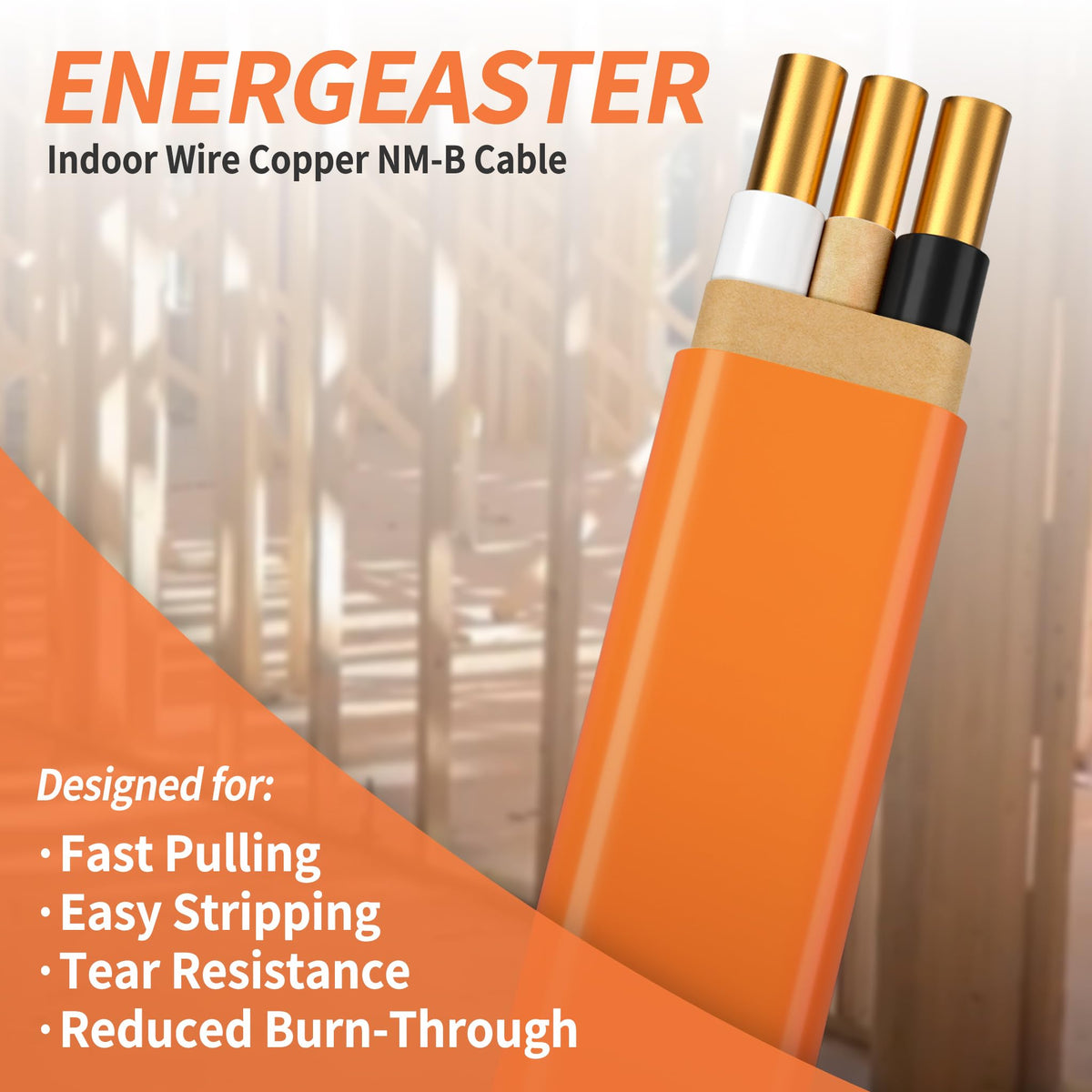 Orange 10 Gauge 2 Conductors NMB Cable 100ft K25251