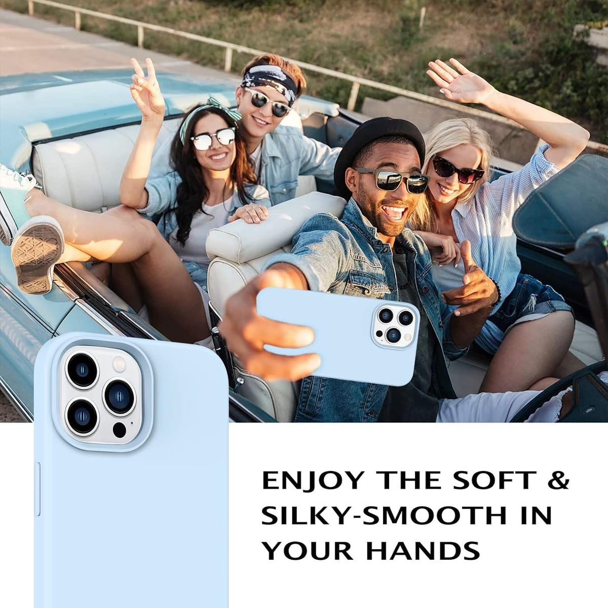 Light Blue Silicone iPhone 13 Pro Max Case Y973