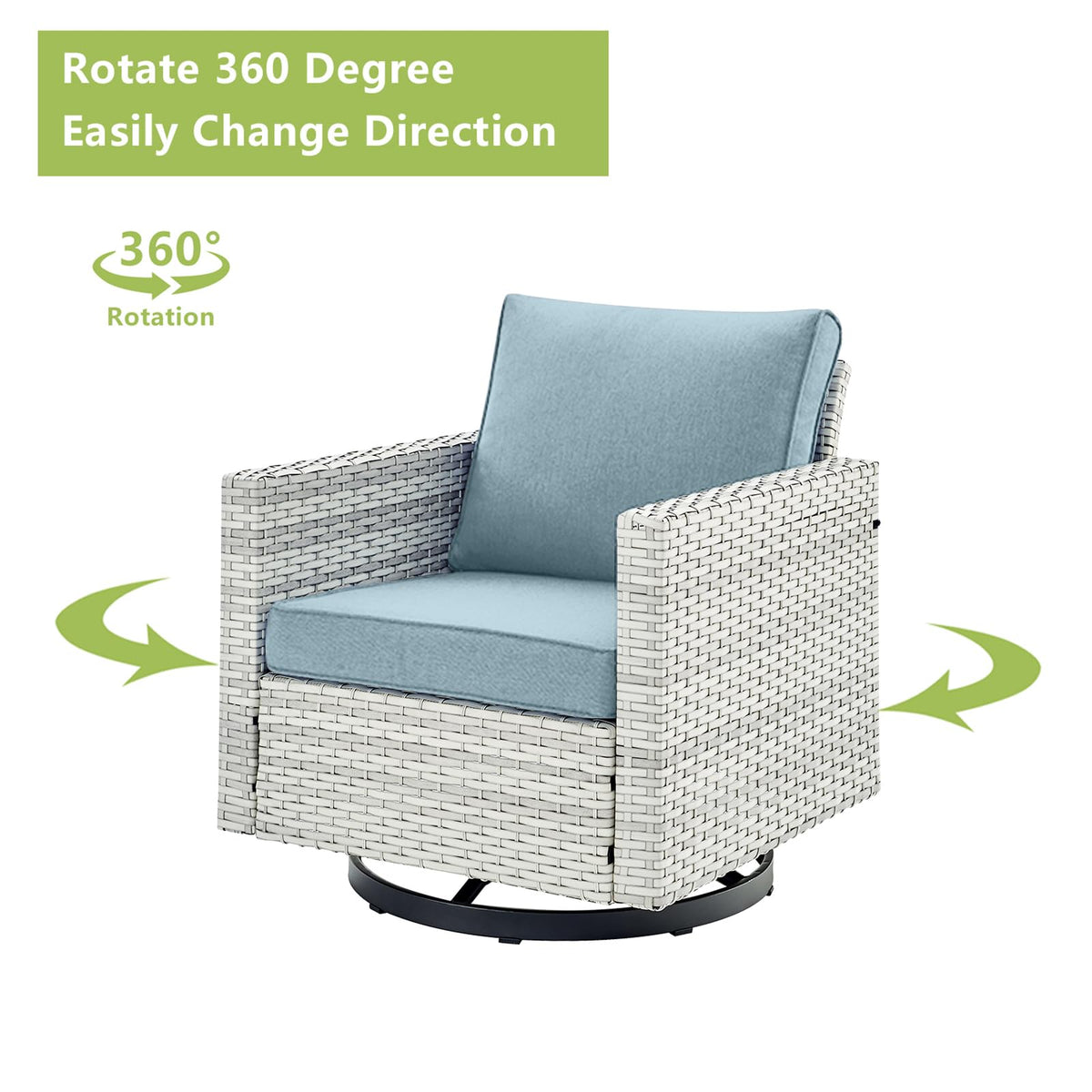 7 Piece Wicker Patio Conversation Set with Swivel Rocker Chairs and Ottoman L276888