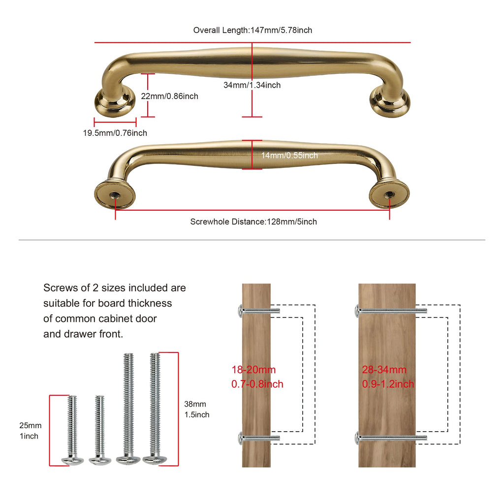 10 Pack 5" 128mm Champagne Bronze Cabinet Handles Q480818