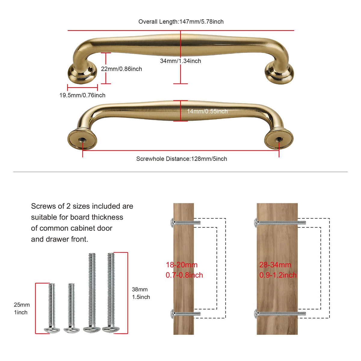 10 Pack 5" 128mm Champagne Bronze Cabinet Handles Q480818