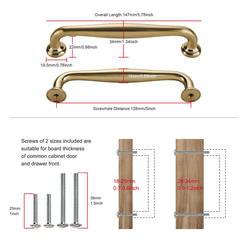 10 Pack 5" 128mm Champagne Bronze Cabinet Handles Q480818
