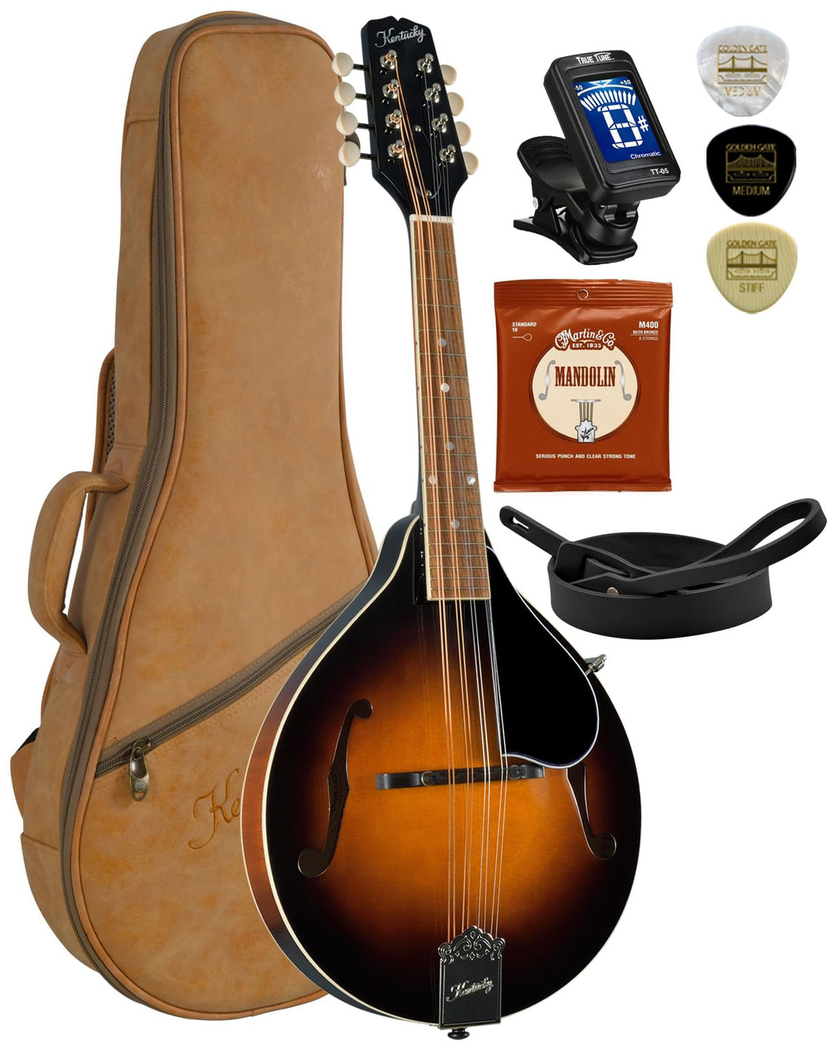 All-Solid A-Model Mandolin with Bag, Tuner, Picks, Strap, Strings G3328