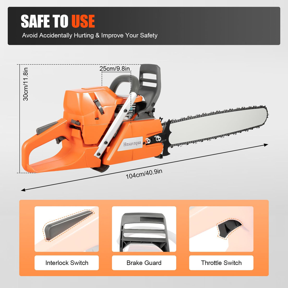 72CC Gas Chainsaw 2 Stroke 24'' Guide Board C8832