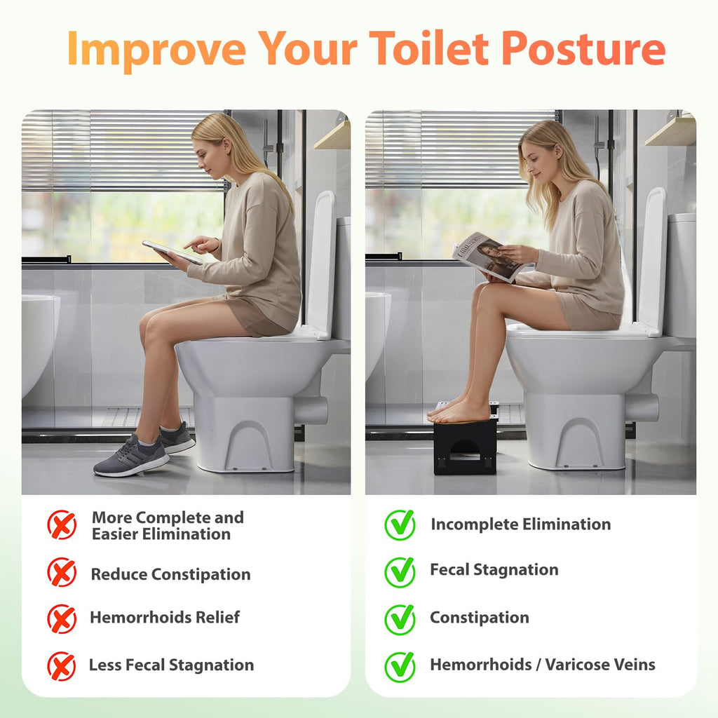 Folding Toilet Stool 7"&9" Adjustable Black Z255