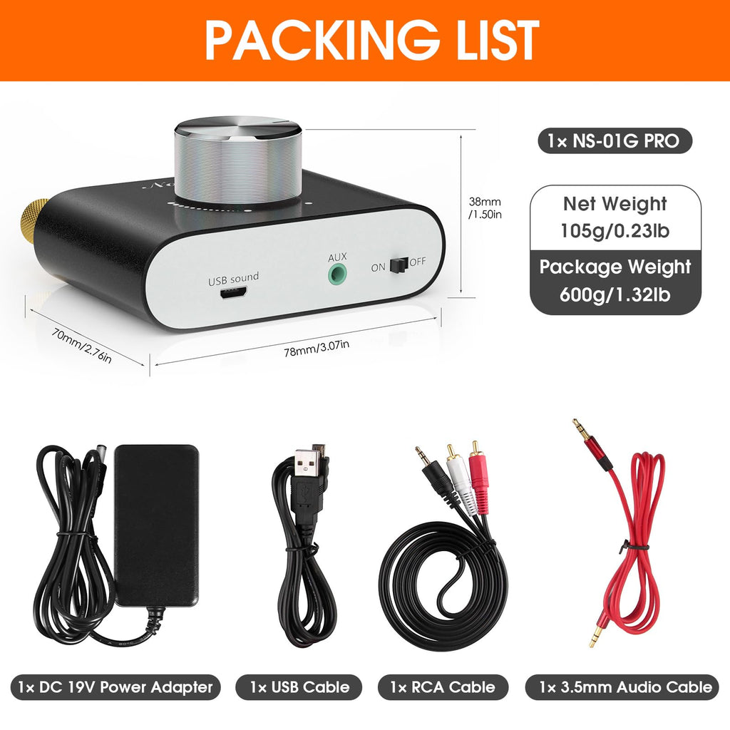 Mini Bluetooth 5.0 Stereo Power Amplifier 50W×2 Black J409962