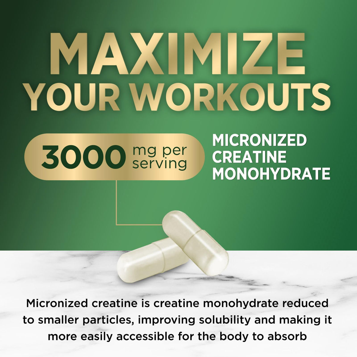 Micronized Creatine Monohydrate 3000mg 120 Capsules O2717