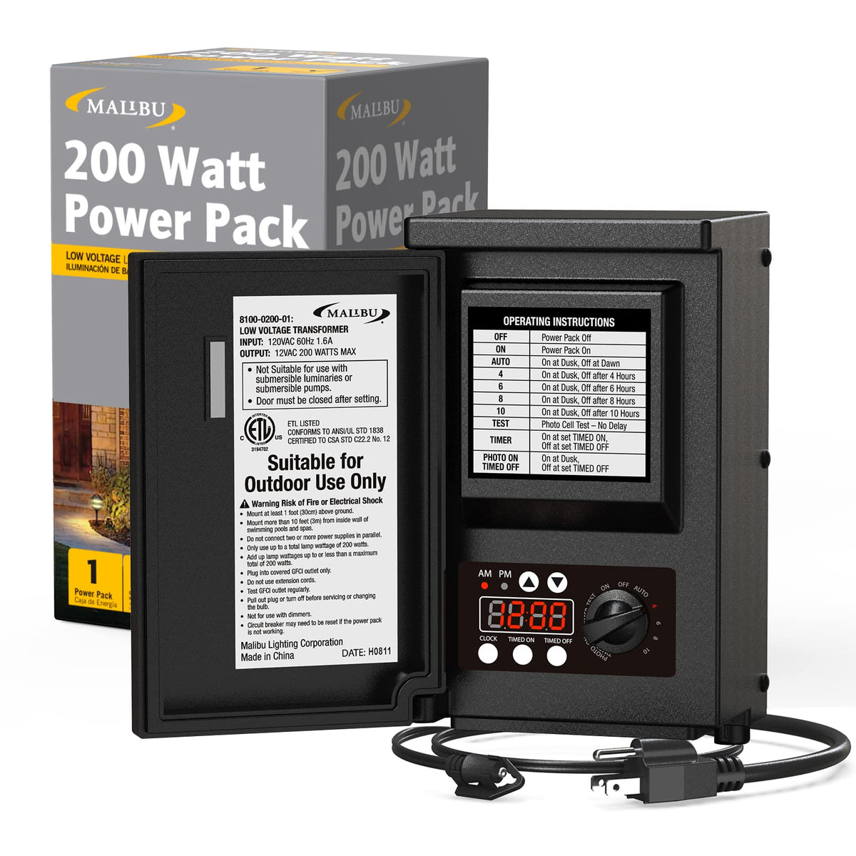 200W Low Voltage Landscape Transformer with Photo Sensor Timer N148391
