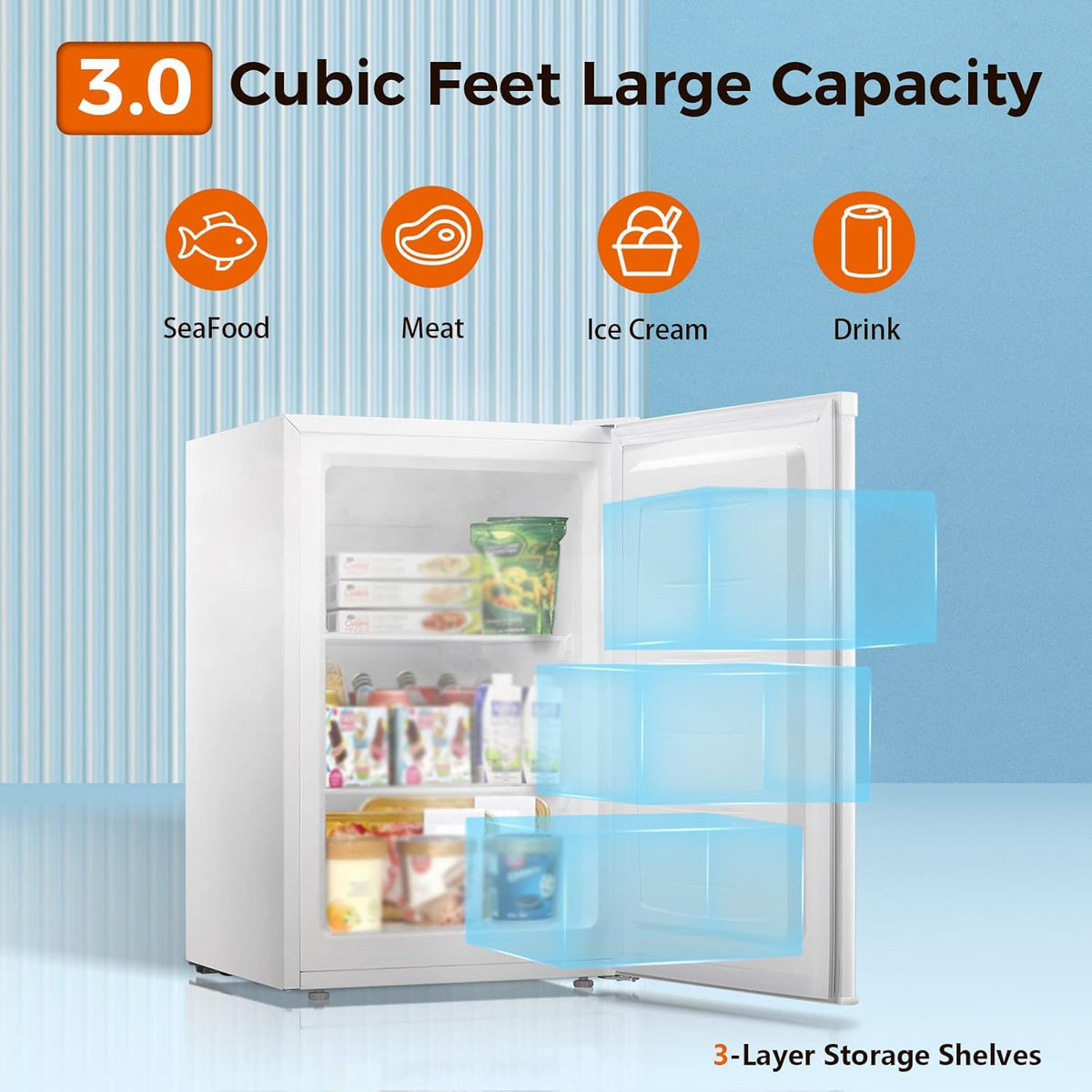 White 3.0 Cu.ft Upright Freezer K742995