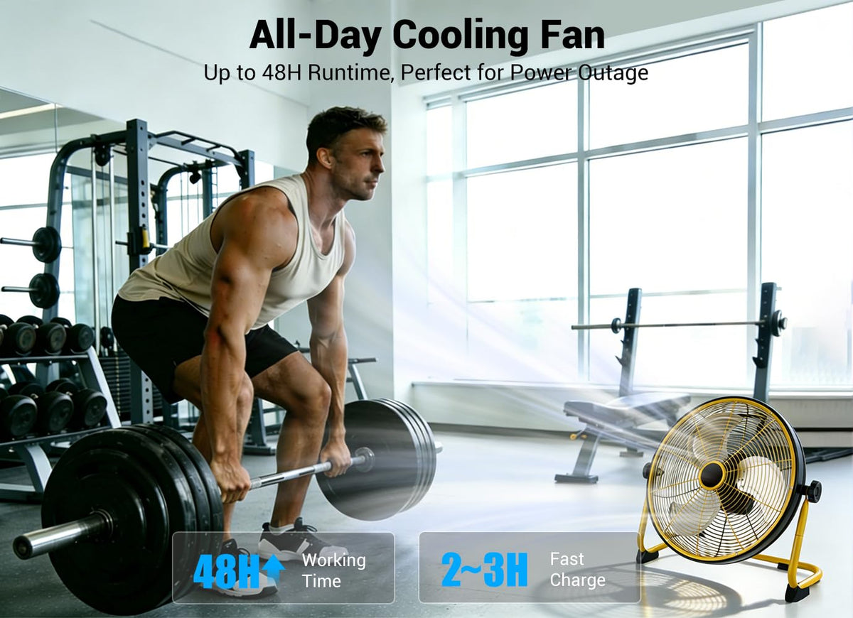16" Portable Battery Operated Metal Floor Fan D46477