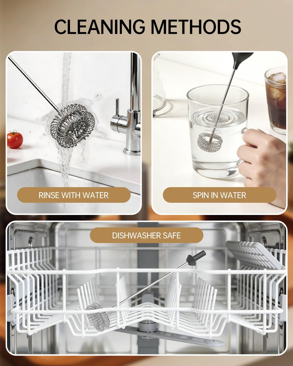 Rechargeable Handheld Milk Frother with Stand H5330