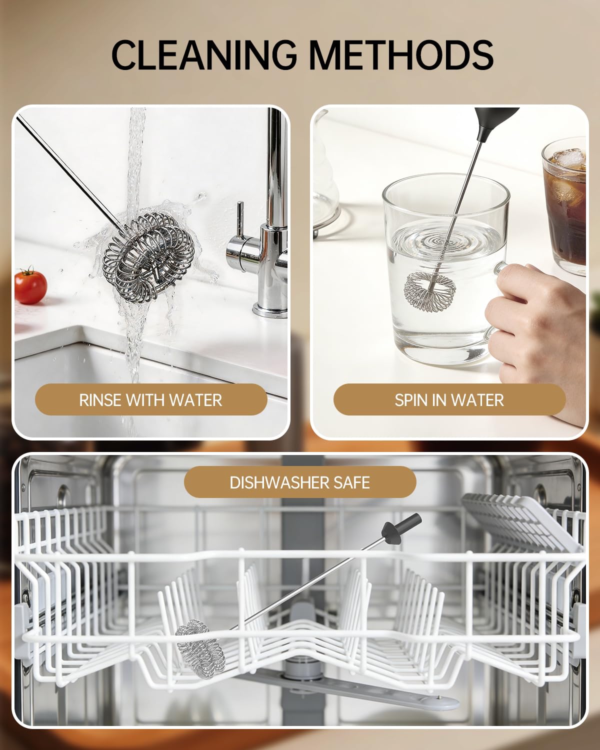 Rechargeable Handheld Milk Frother with Stand H5330