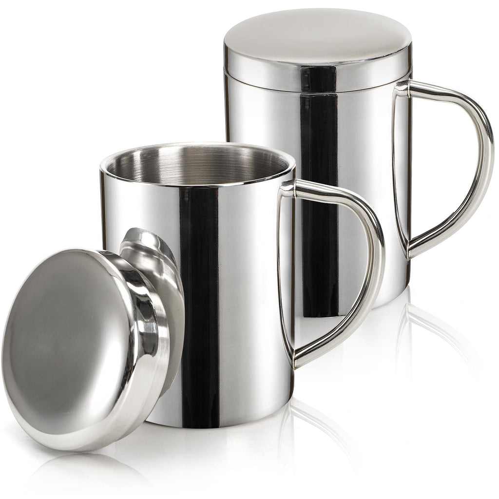 2 Pack 13.5 oz Stainless Steel Insulated Mugs with Lid and Handle B322