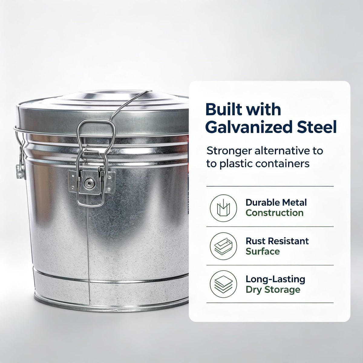 6 Gal Galvanized Steel Storage Can Locking Lid E81253