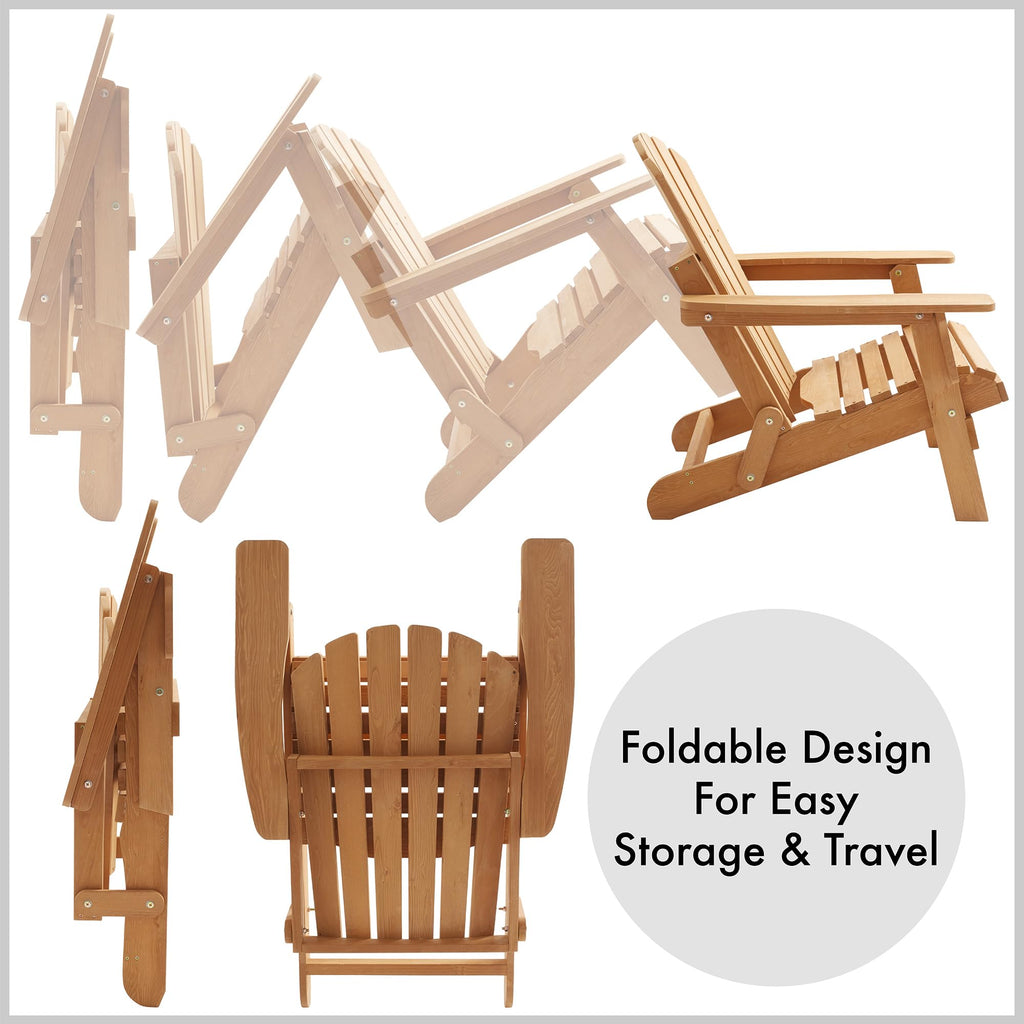 Oversized Folding Adirondack Chair Set of 2 Cedar Wood D9407