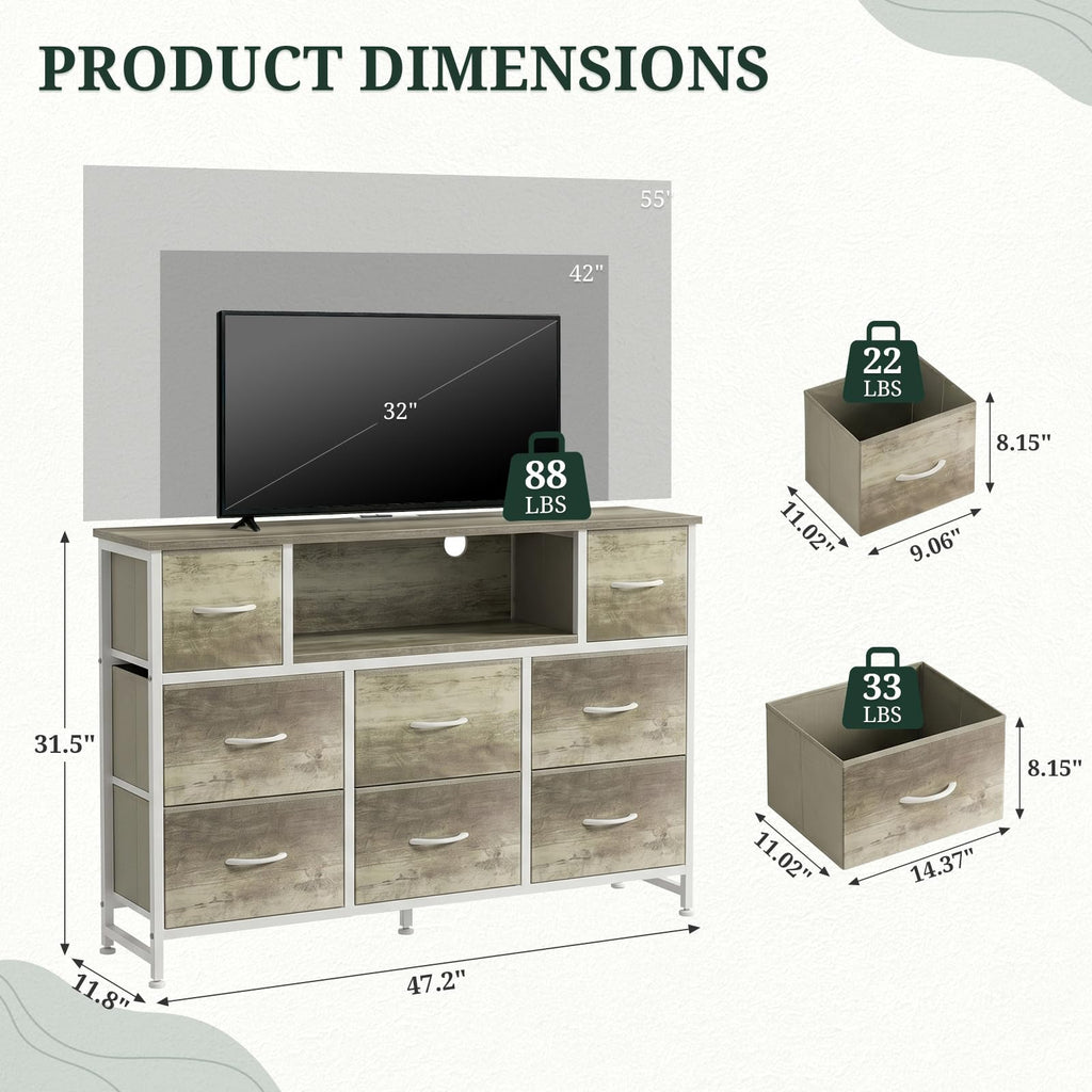 8 Drawer TV Stand with Charging Station U113769