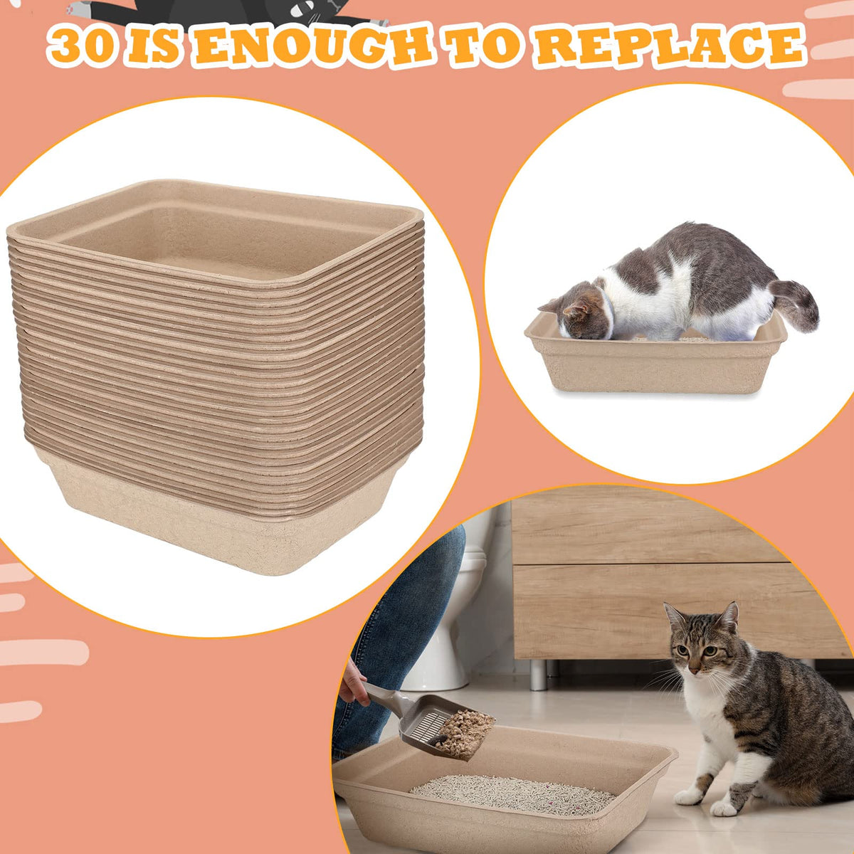 30 Pack Disposable Cat Litter Tray H8464