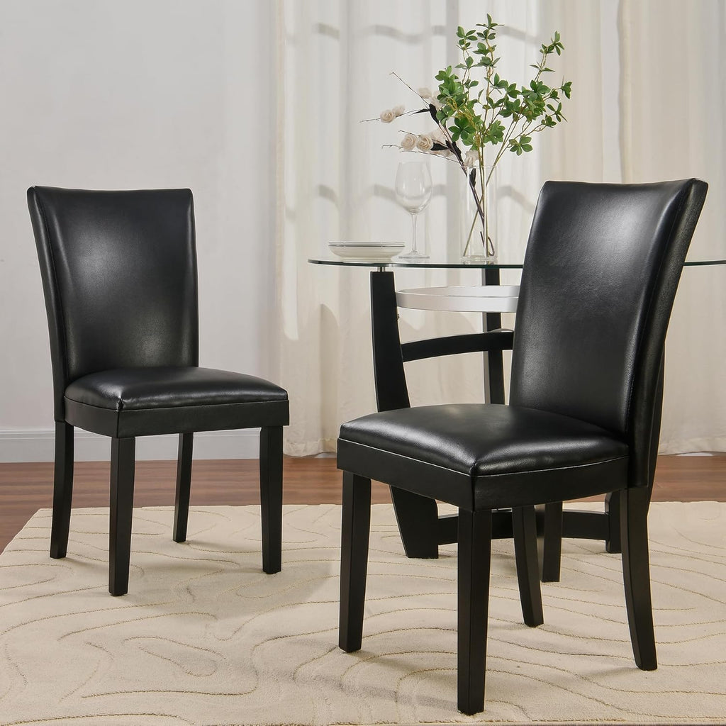 Set of 8 Black Faux Leather Upholstered Dining Chairs U399115