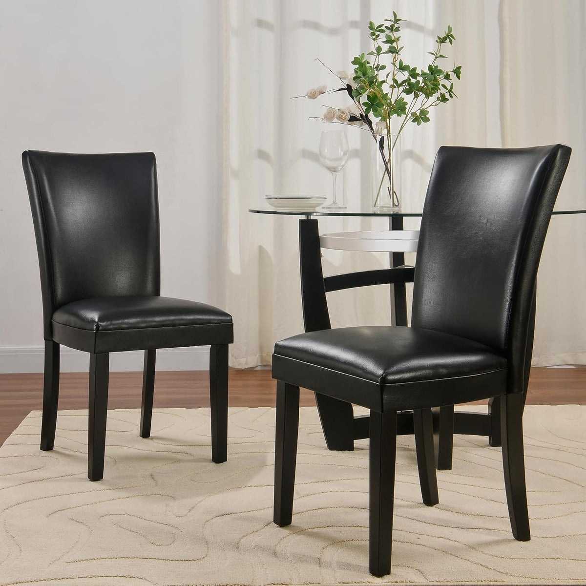 Set of 8 Black Faux Leather Upholstered Dining Chairs U399115