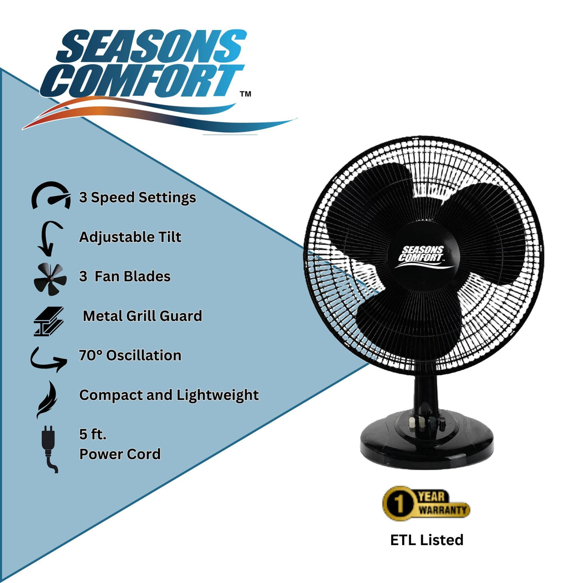 16" Oscillating 3 Speed Table Fan N959