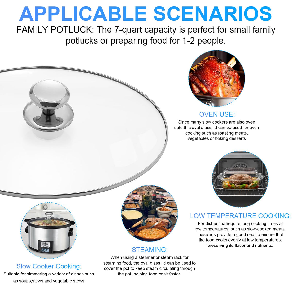 Oval Glass Lid 7 Quart Slow Cooker Replacement Y937