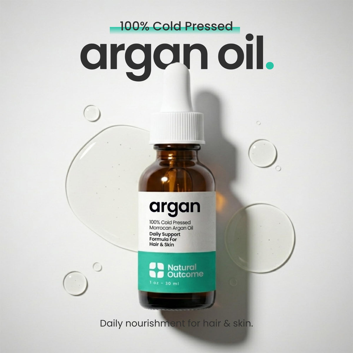 Argan Oil 100% Pure Moroccan Cold-Pressed Face, Body and Hair Oil 1 oz D73677