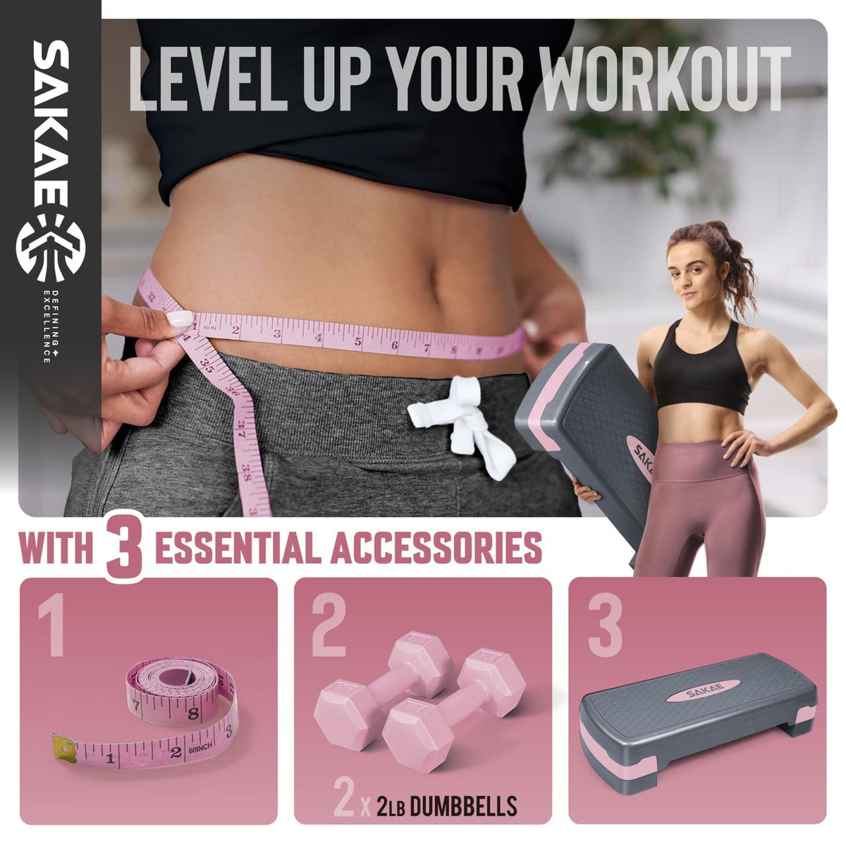 Adjustable Stepper Set with Dumbbells Z593