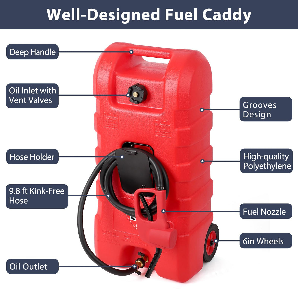 15 Gallon Portable Gas Fuel Tank Container with Pump and Hose C5489