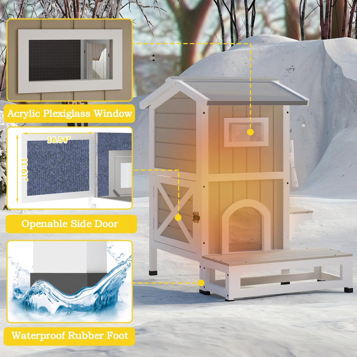 2-Story Insulated Outdoor Cat House N670