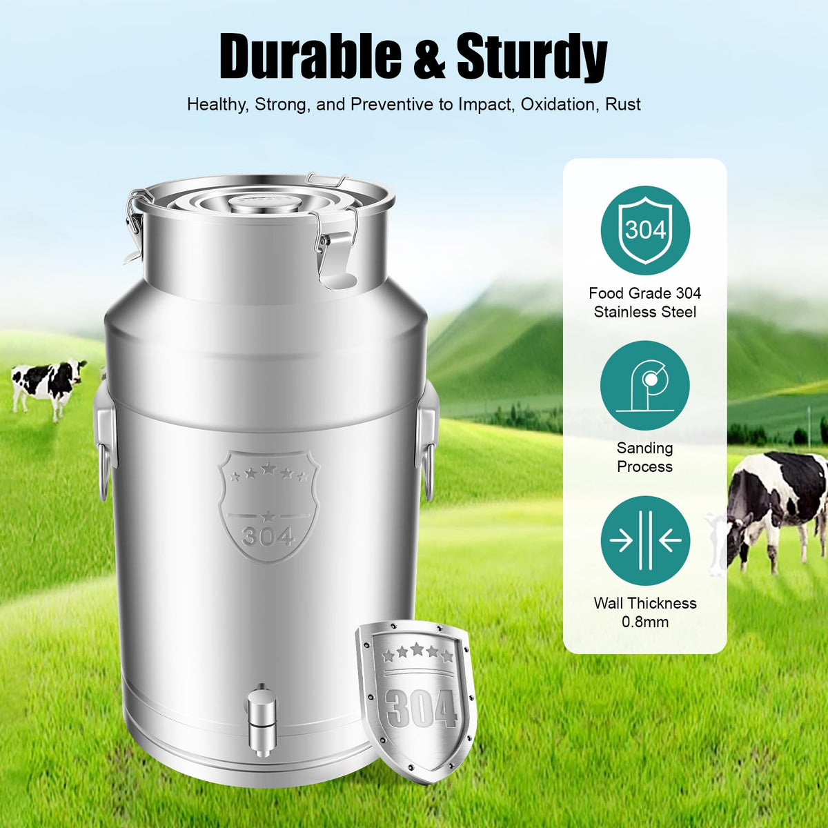 35L Stainless Steel Milk Can with Faucet W8077